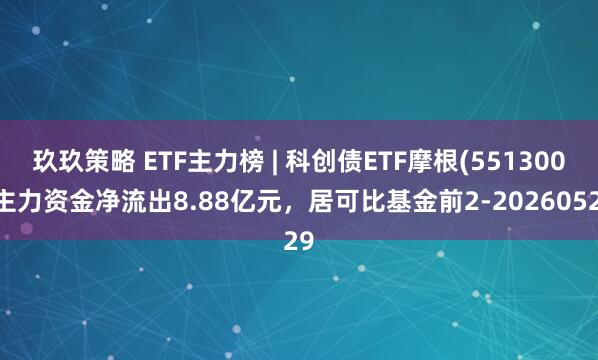 玖玖策略 ETF主力榜 | 科创债ETF摩根(551300)主力资金净流出8.88亿元，居可比基金前2-20260529